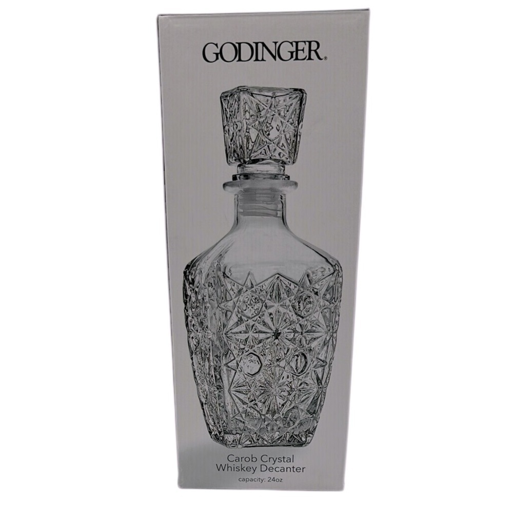 Godinger Carob Crystal Whiskey Decanter 24 oz New in Box!